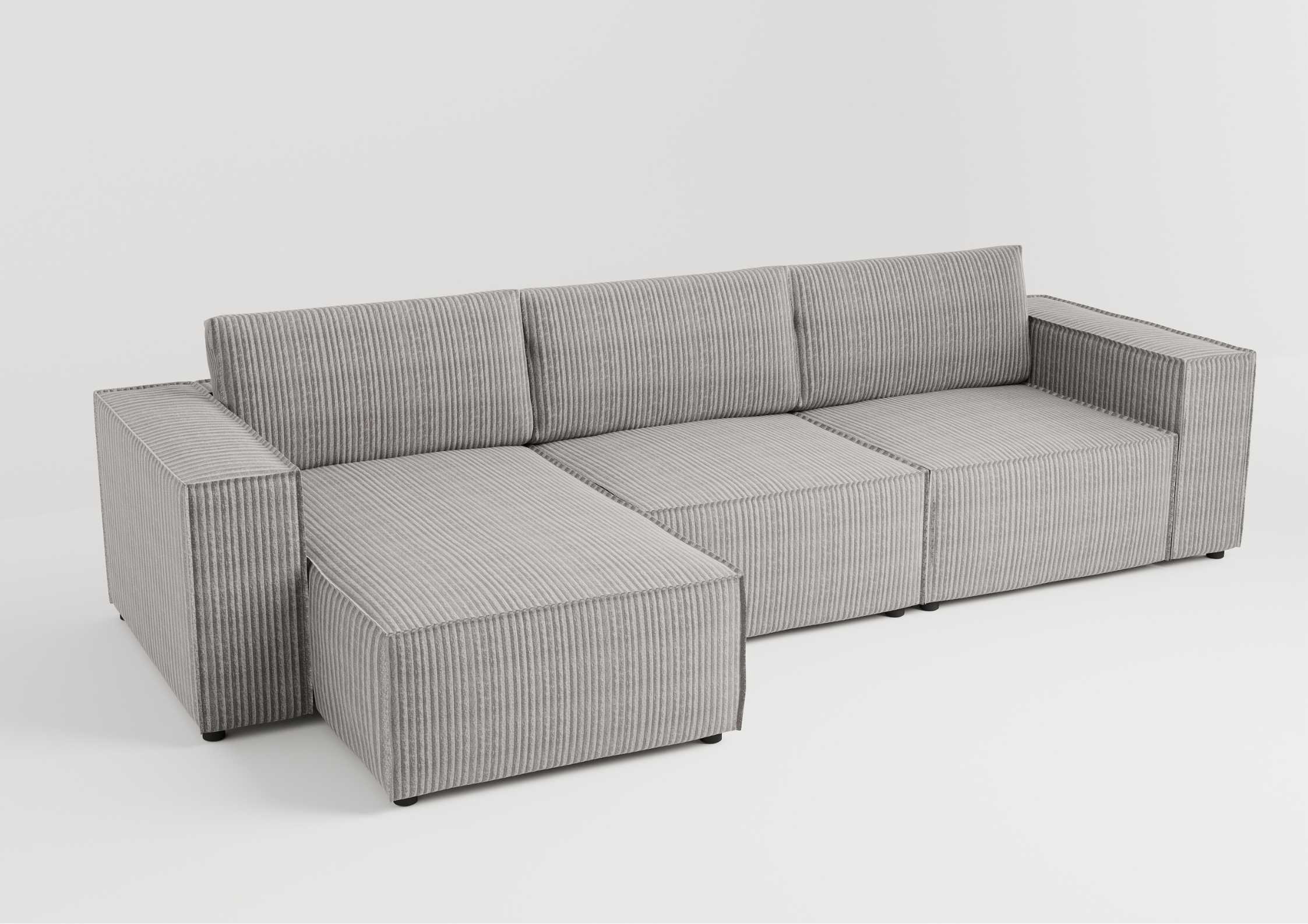 Modułowy narożnik z przeszyciami w kolorze szarym